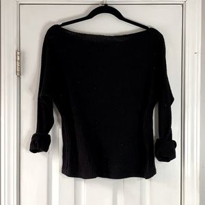 Off the shoulder waffle long sleeve